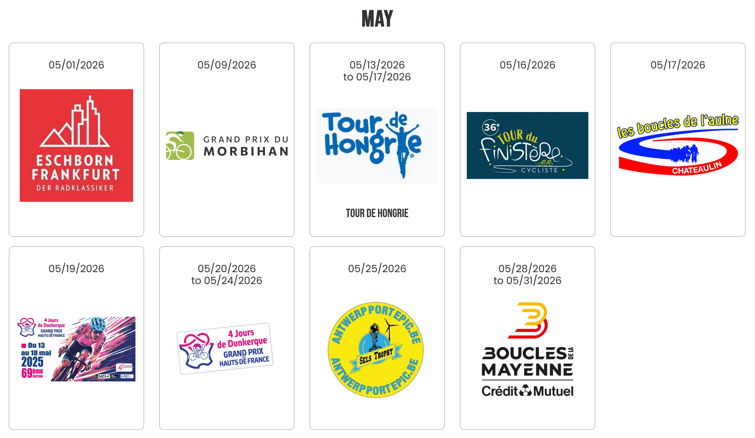 Il calendario della Cofidis per il prossimo maggio